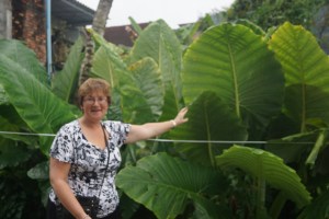 Barb, in front of yet another variety of palm